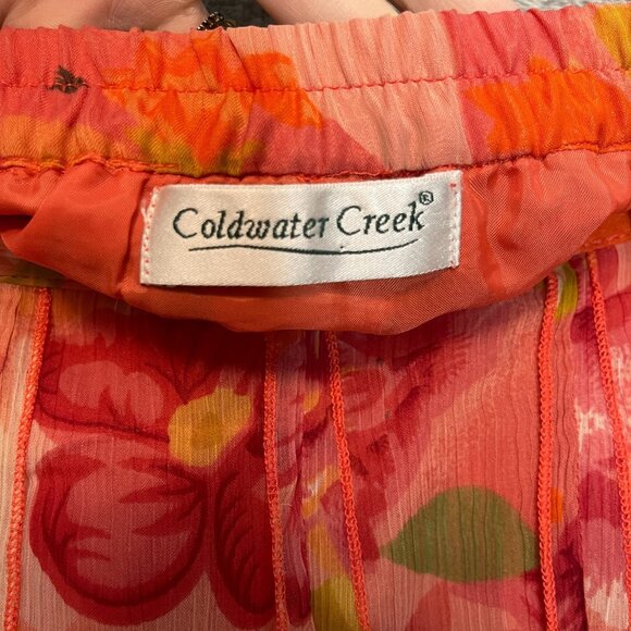 Coldwater Creek Women Floral Fairy Colorful Chiffon Pleated Circle Midi Skirt XL - Picture 7 of 12